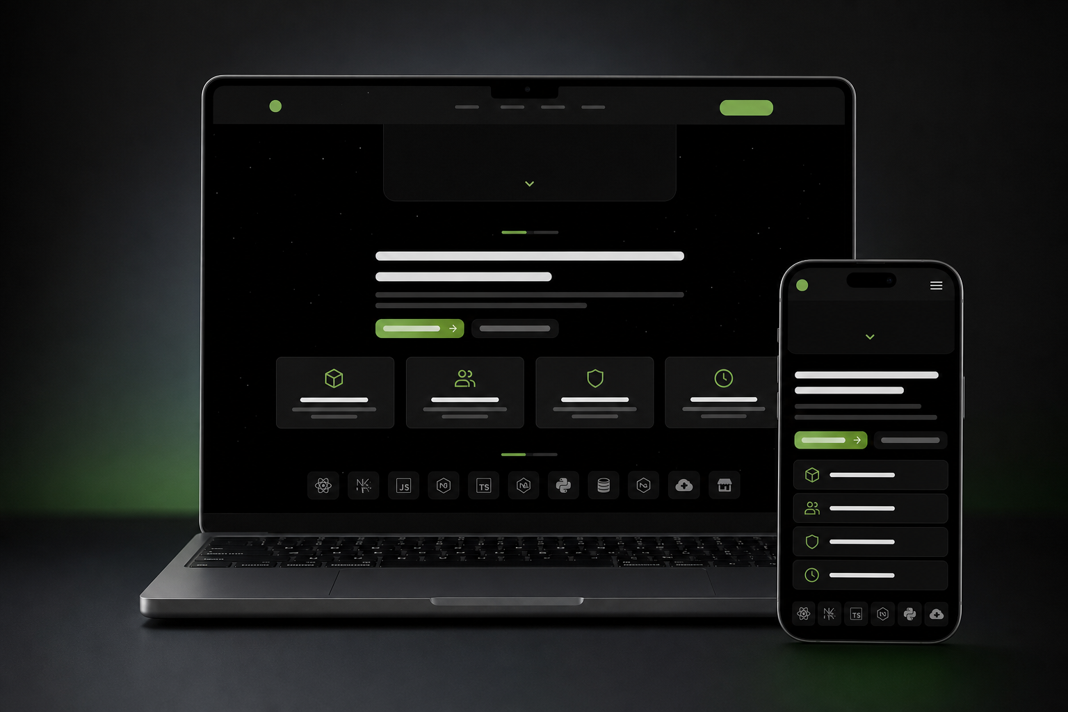 Laptop and phone mockup showing a premium business website project