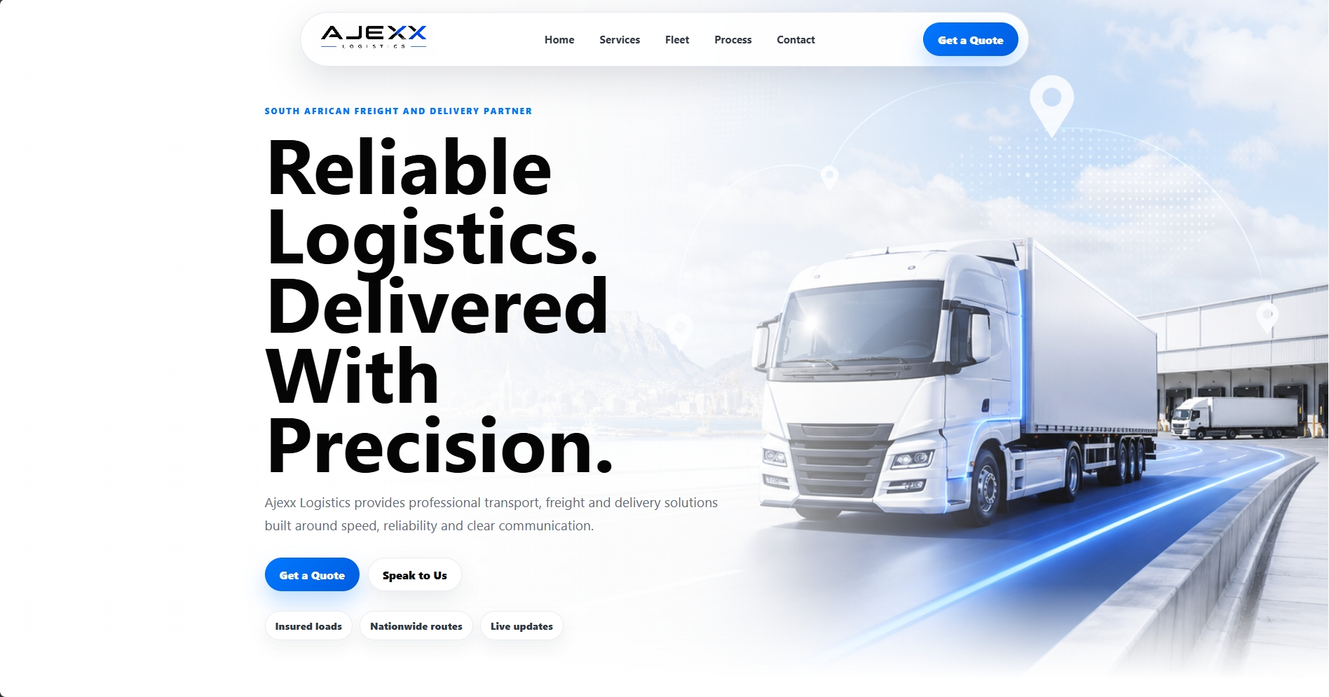 Ajexx Logistics website preview