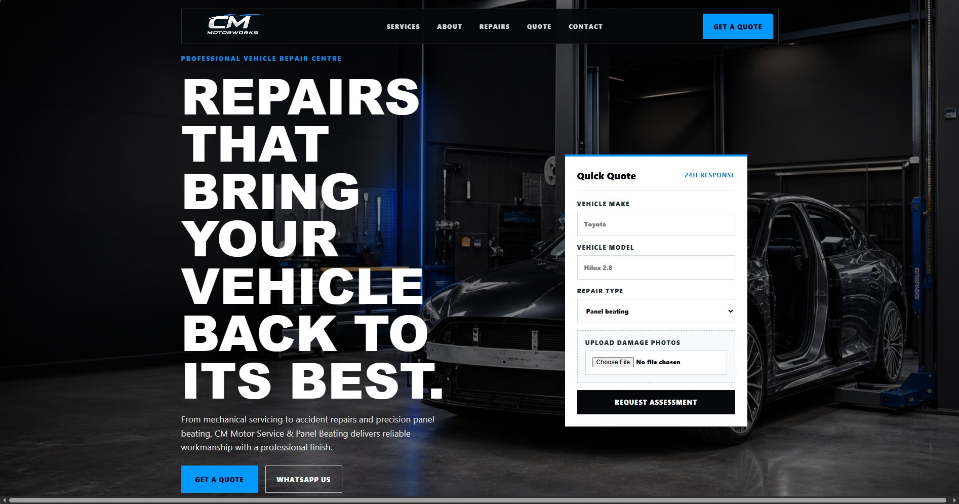 CM Motorworks website preview