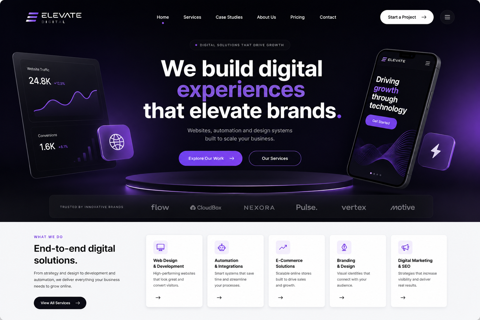 Elevate Digital website preview
