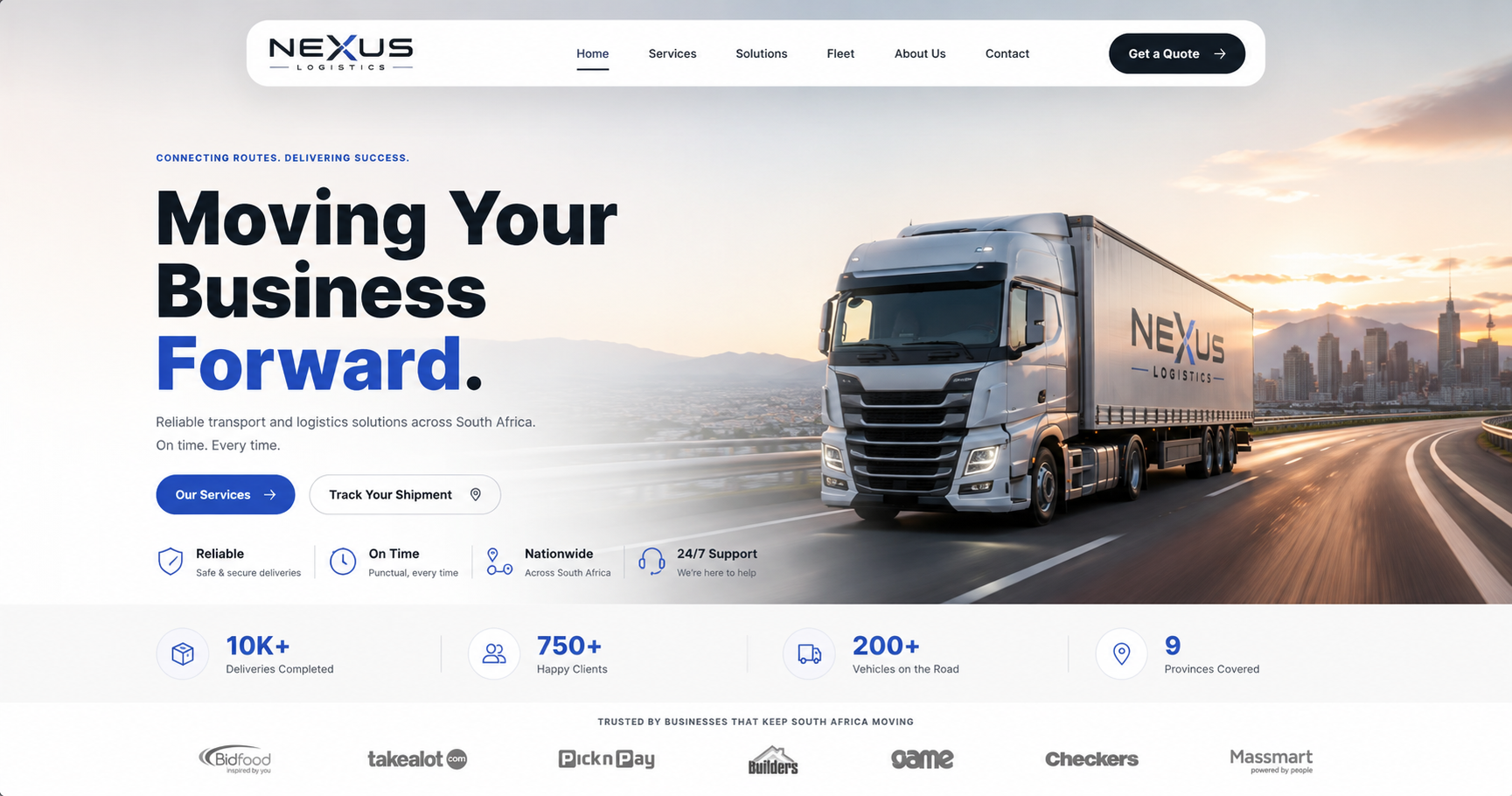 Nexus Logistics website preview